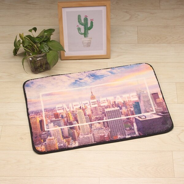 

Vintage City Scenery Print Fluffy Floor Mat