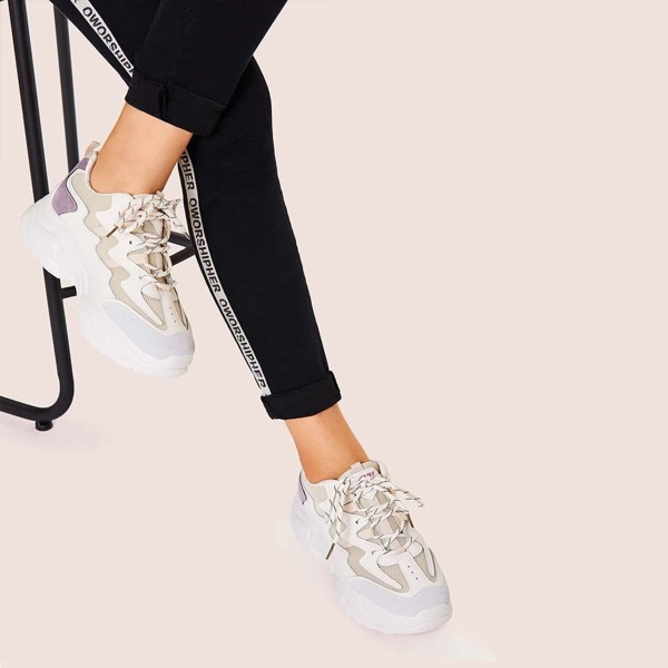 

Lace-up Front Chunky Sole Trainers, Multicolor