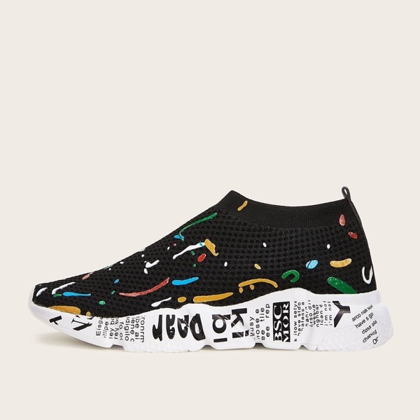 

Men Graffiti Print Slip On Trainers, Multicolor