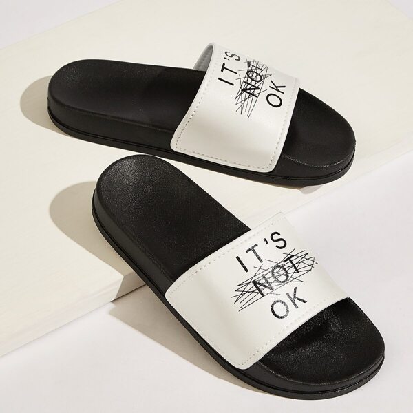 

Men Letter Print Open Toe Sliders