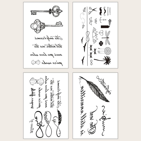 

Letter Pattern Waterproof Tattoo Sticker 4sheets