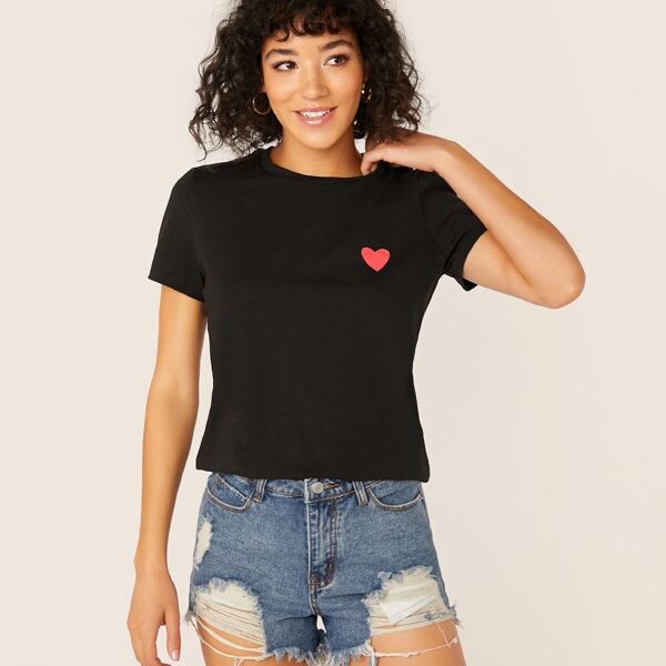 

Heart Print Short Sleeve Top