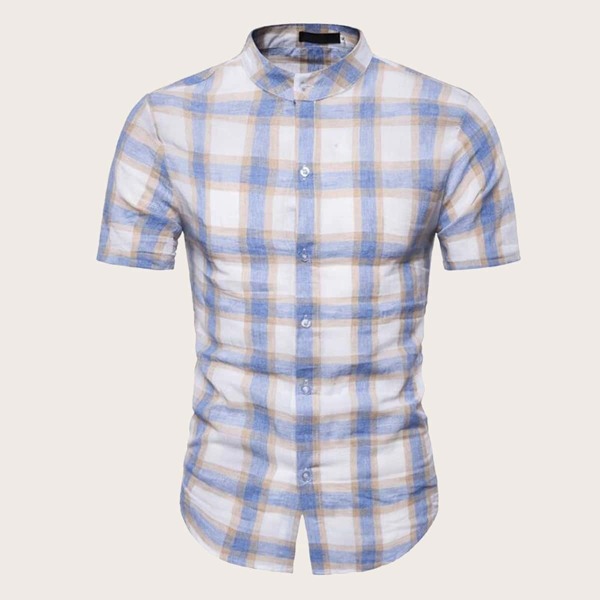 

Men Button Front Plaid Shirt