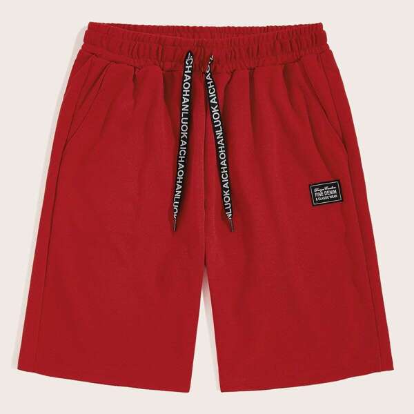

Men Letter Print Drawstring Waist Shorts