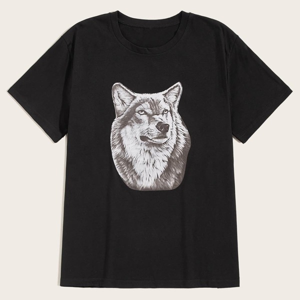 

Men Wolf Print Tee