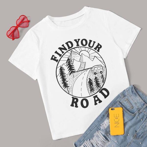 

Letter And Cartoon Print Tee