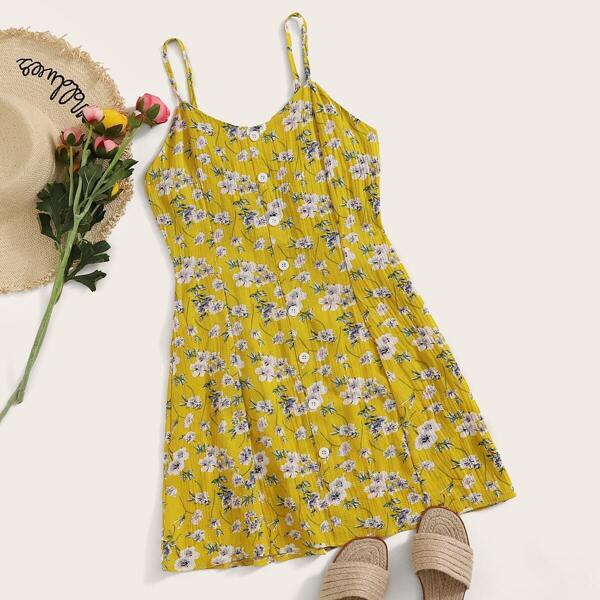 

Allover Floral Print Tie Back Slip Sundress