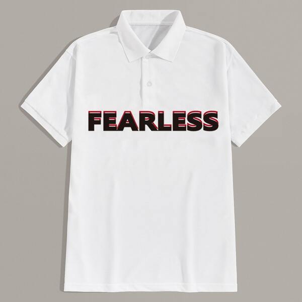 

Men Letter Print Polo Shirt