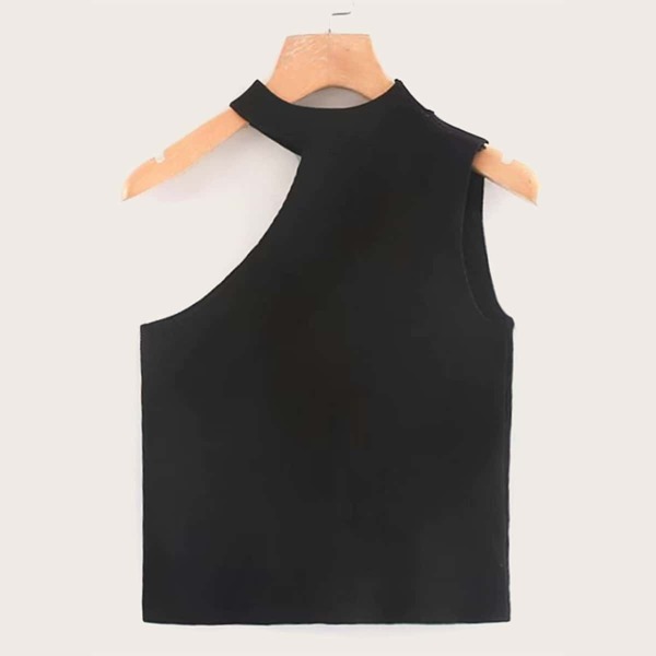 

Solid Cut Out Asymmetrical Neck Knit Top