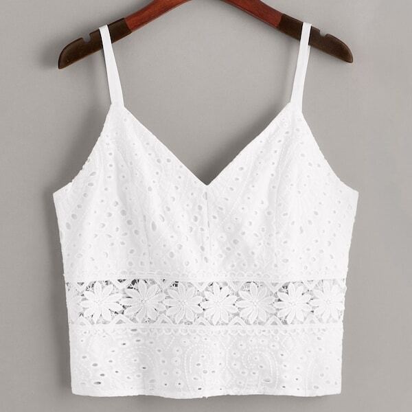 

Plus Eyelet Embroidery Cami Top, White
