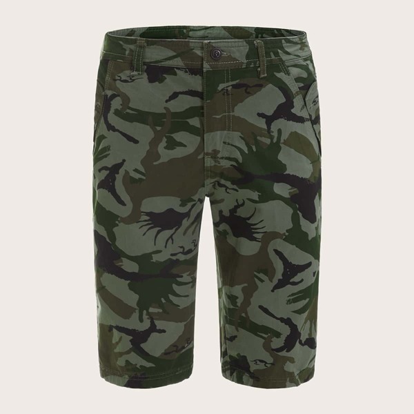 

Men Camo Print Button Waist Shorts