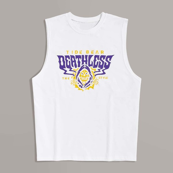 

Men Abstract Letter Print Tank Top