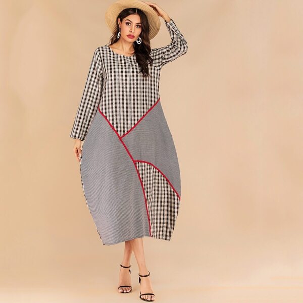 

Gingham Hidden Pocket Cocoon Dress, Multicolor