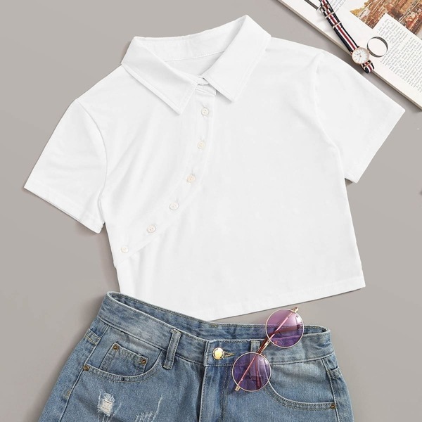 

Solid Button Front Tee