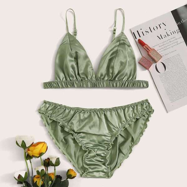 

Ruched Detail Satin Lingerie Set