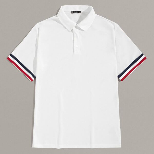 

Men Striped Cuff Polo Shirt