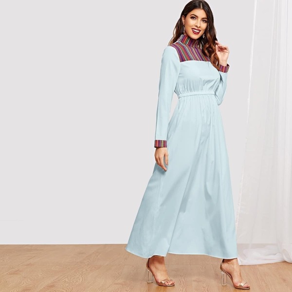 

High Neck Jacquard Maxi Dress