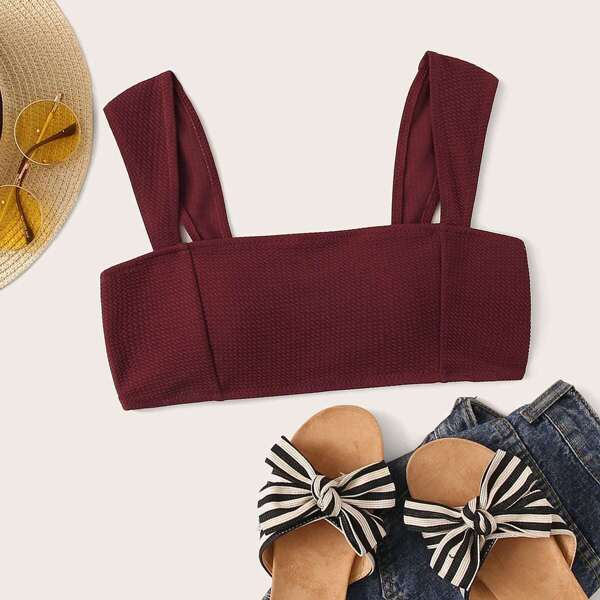 

Wide Straps Texture Swimming Top