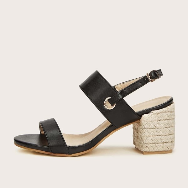 

Open Toe Slingback Espadrille Chunky Heels
