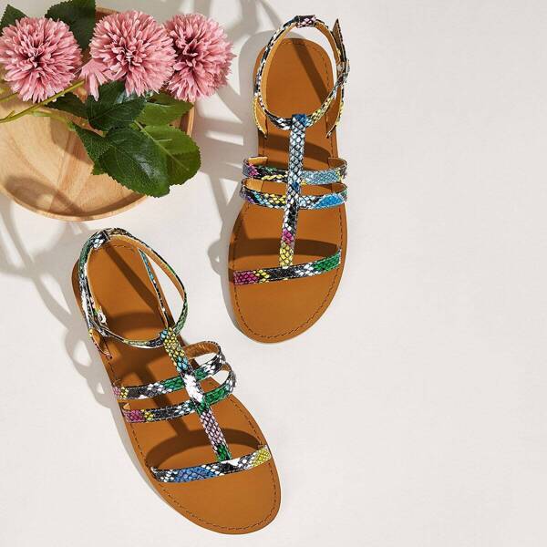 

Snakeskin Strappy Slingback Sandals