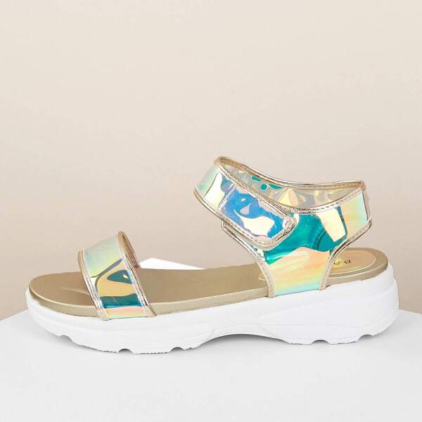 

Open Toe Iridescent Chunky Platform Sole Sandals, Multicolor