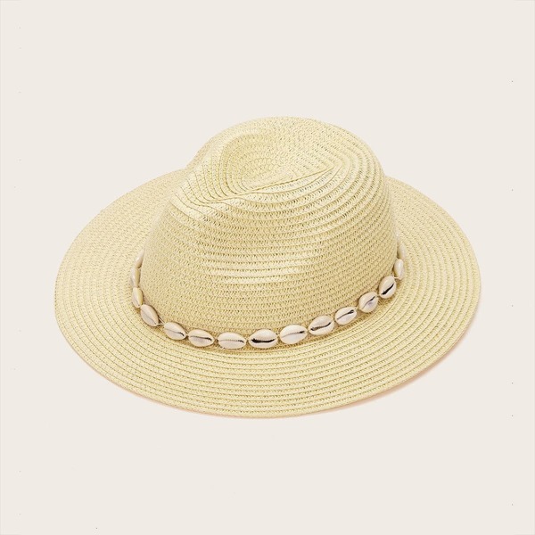 

Shell Decor Straw Hat, Khaki