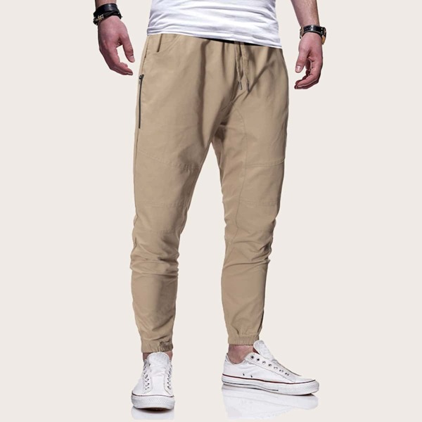 

Men Drawstring Waist Solid Pants