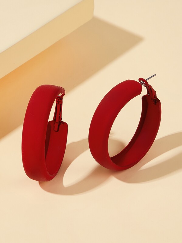 

Simple Hoop Earrings 1pair, Red