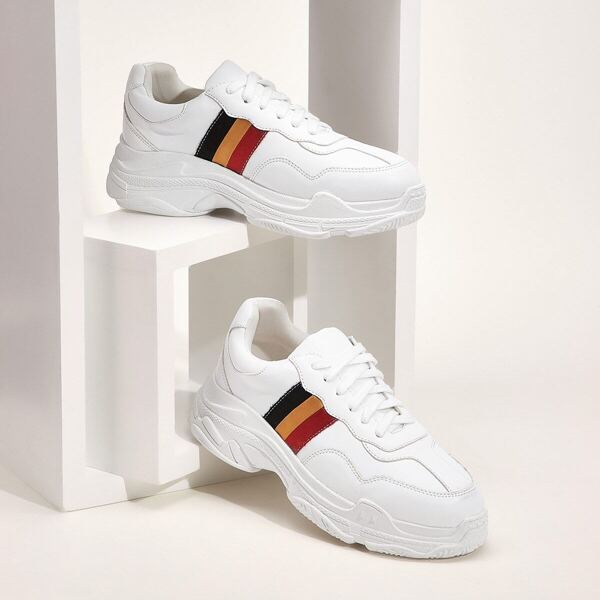 

Striped Lace-up Front Chunky Sole Trainers