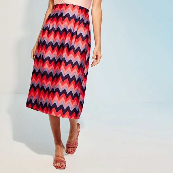 

Allover Print High Waist Skirt, Multicolor