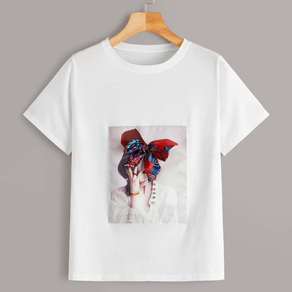 

Figure Print Bow Front Tee