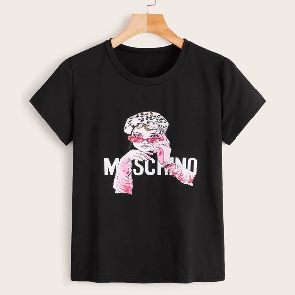 

Figure & Letter Print Tee