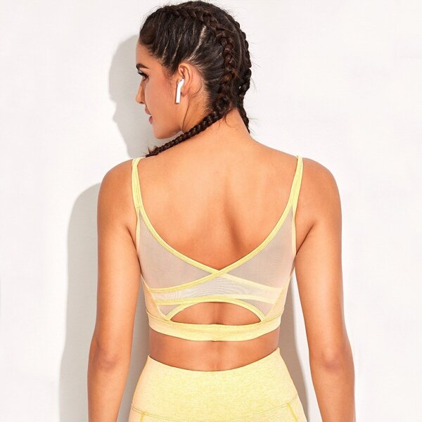

Contrast Mesh Peekaboo Sports Bra
