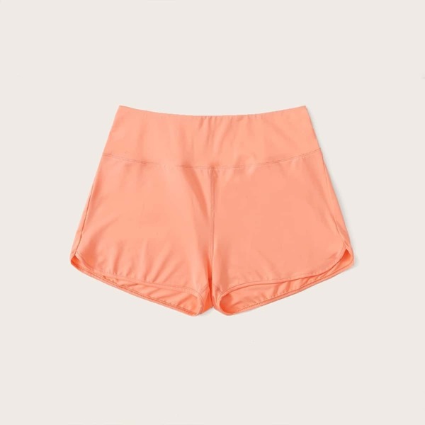 

Solid Elastic Waist Sports Shorts