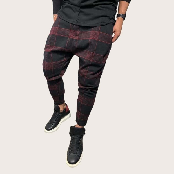 

Men Plaid Print Harem Pants