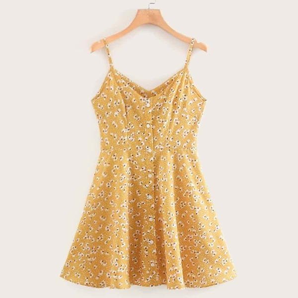 

Ditsy Floral Print Button Through Cami Dress