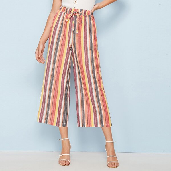 

Multi-striped Drawstring Waist Pants