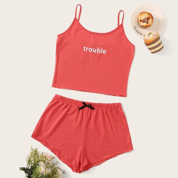 

Letter Print Cami Pajama Set