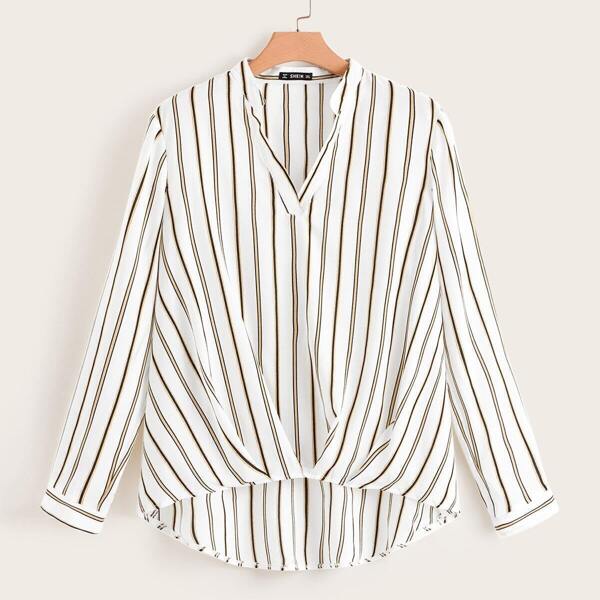 

Plus Striped High Low Hem Top, White