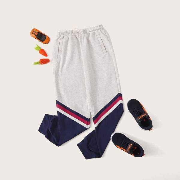 

Boys Drawstring Waist Colorblock Pants