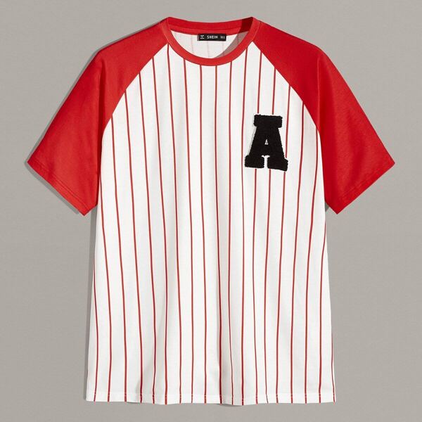 

Men Embroidered Applique Raglan Sleeve Tee