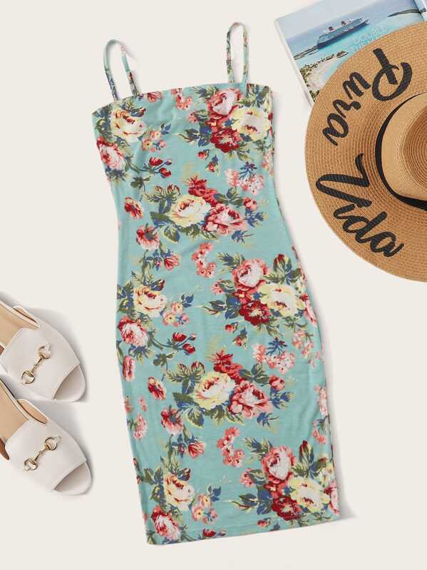 

Floral Print Slip Pencil Dress, Multicolor