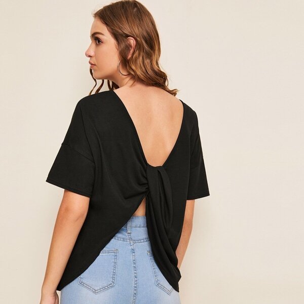 

Drop Shoulder Twist Back Top