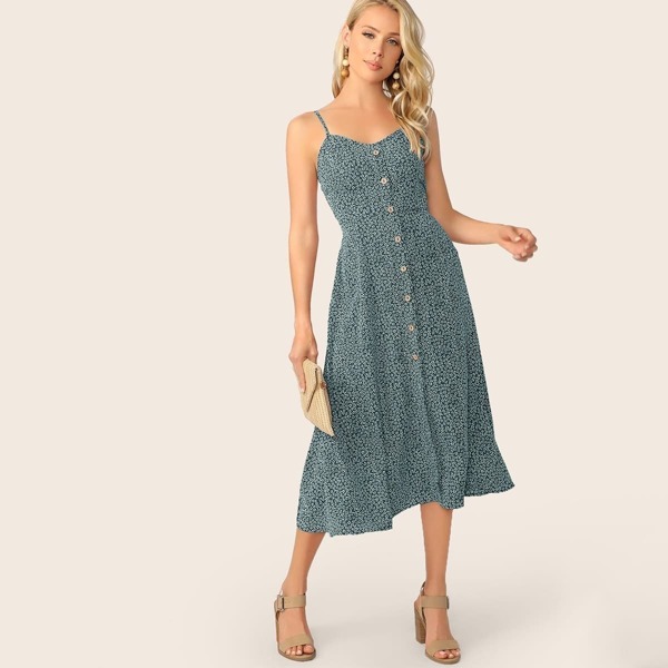 

Single Breasted Ditsy Floral Slip Dress