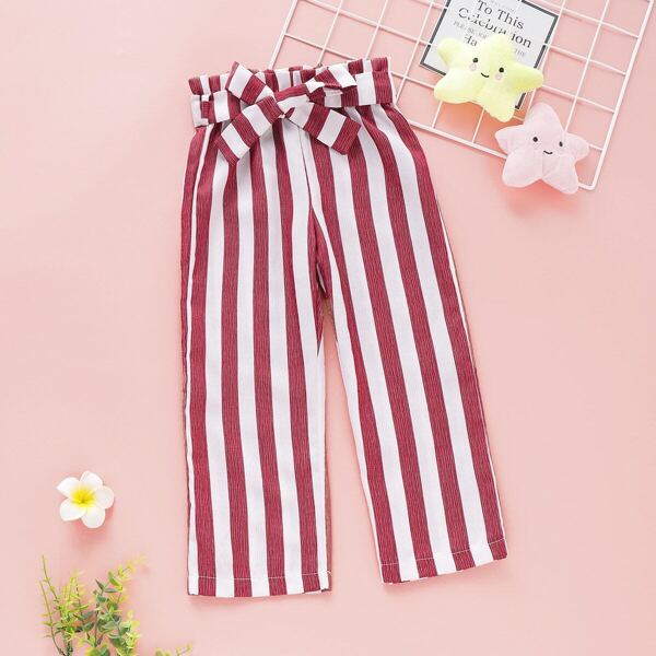 

Toddler Girls Striped Belted Pants