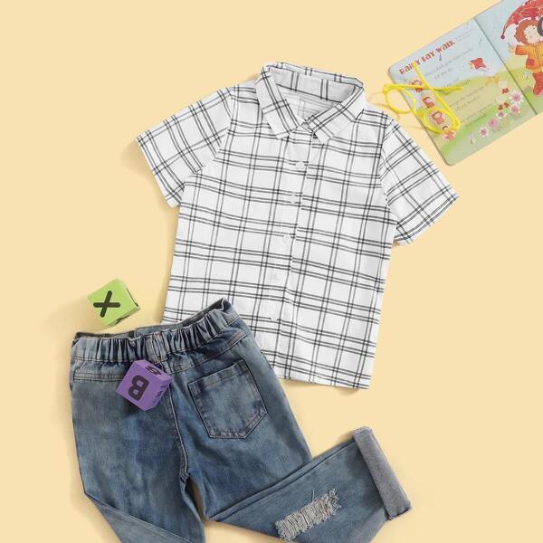 

Toddler Boys Plaid Button Front Shirt
