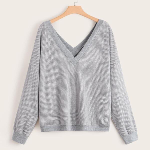 

Plus V-Neck Contrast Trim Sweaters