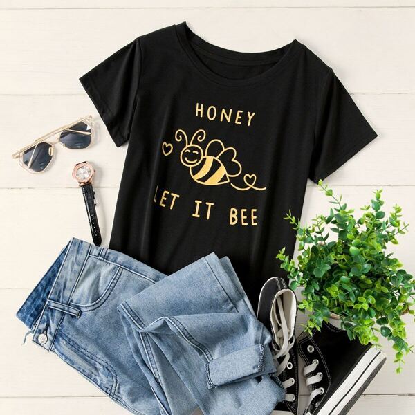 

Plus Letter And Bee Print Tee