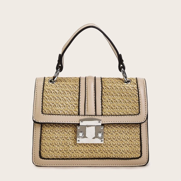 

Woven Flap Satchel Bag