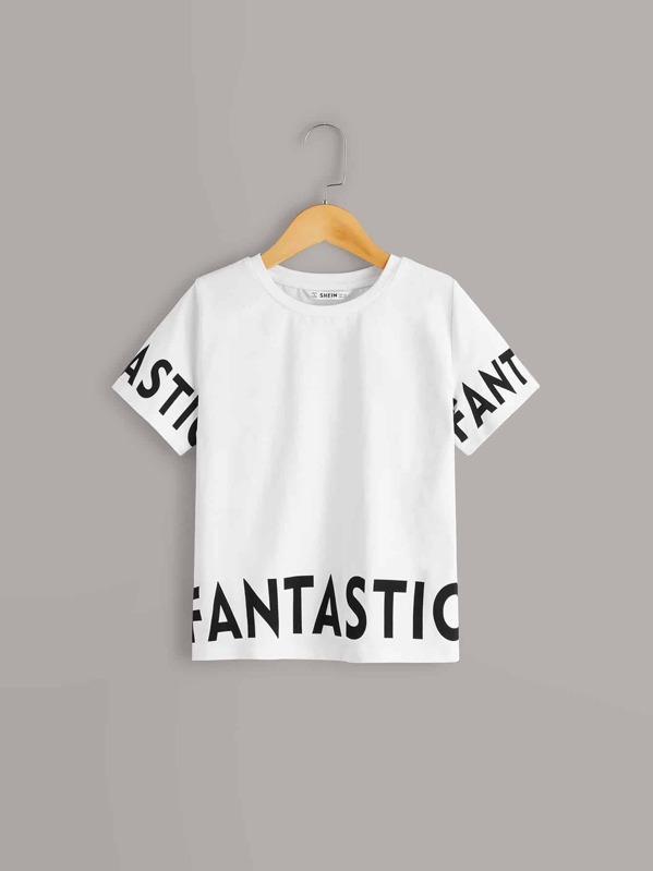 

Boys Letter Print Tee, White